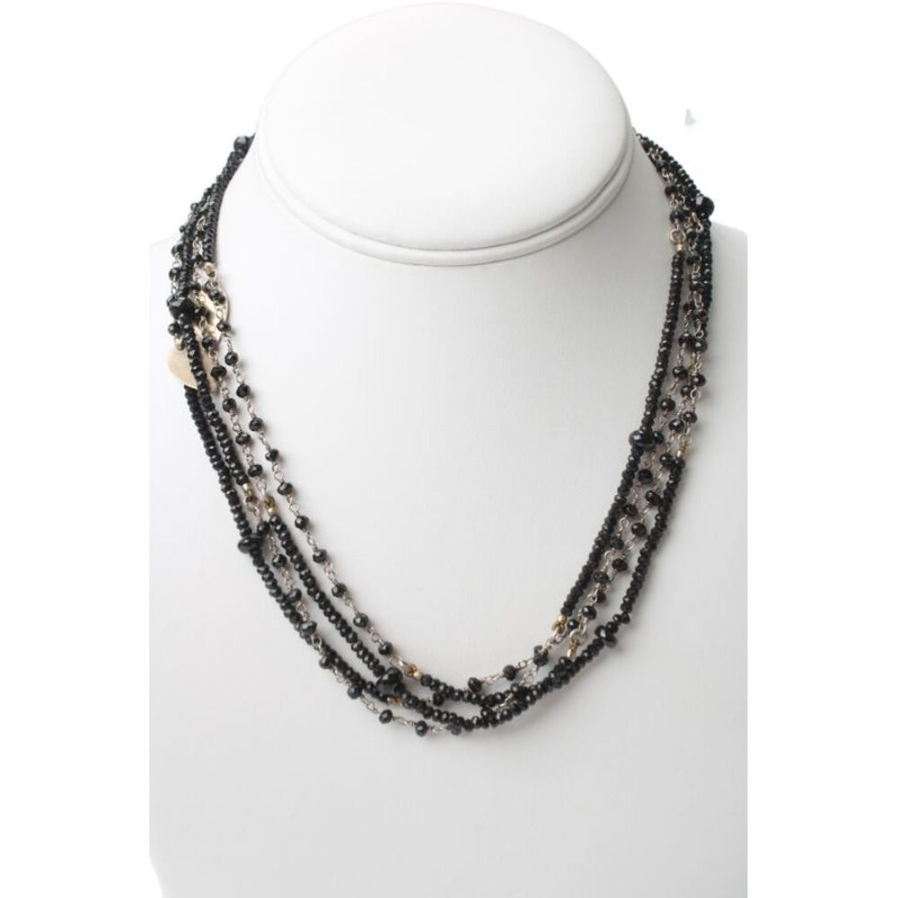 Designer Womens 925 Silver Onyx Bead Station Necklace 70" 29.6g